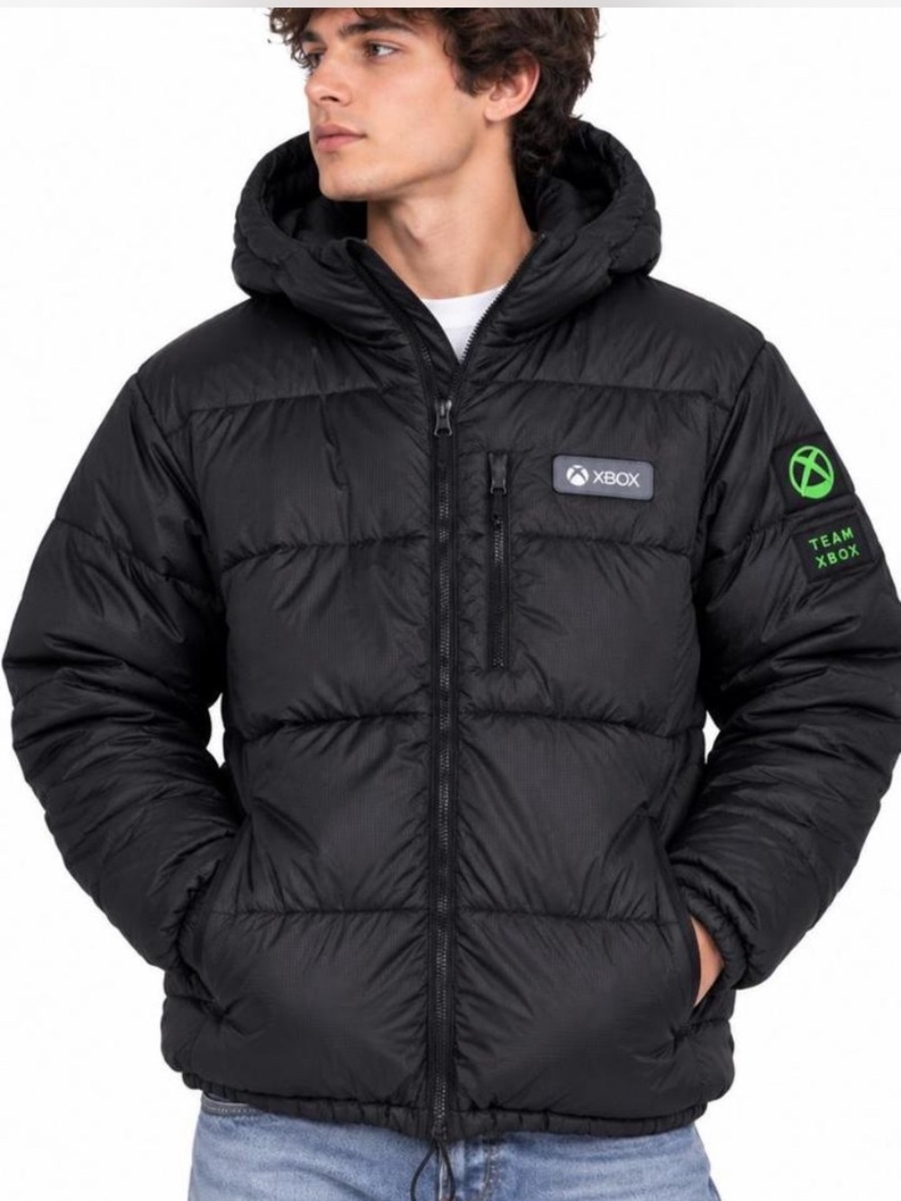 Xbox Men's Black Hooded Puffer Jacket